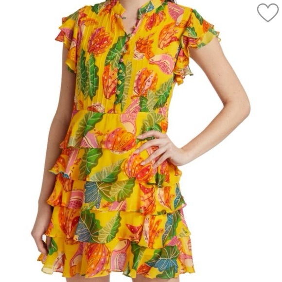 FARM Rio Yellow Ruffle Mini Dress Size XS - Picture 4 of 12